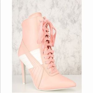 Pointy Lace Up Booties